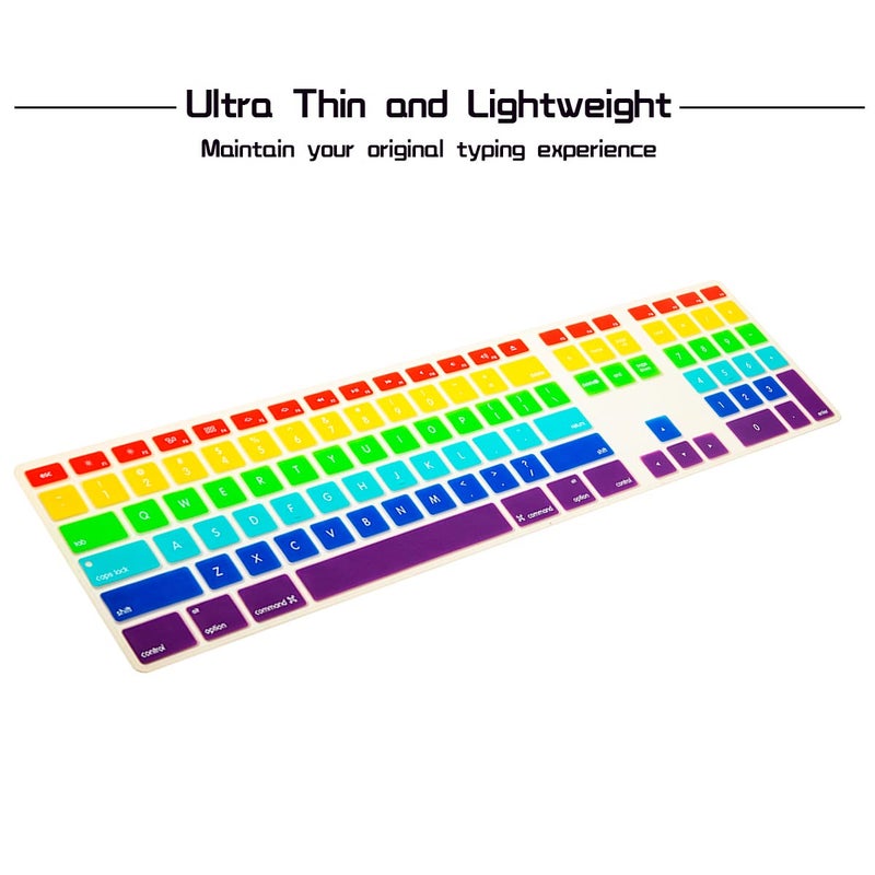 HRH Rainbow Mix Silicone Keyboard Skin Cover for iMac Wired USB Full Size Keyboard with Numeric Keypad A1243(G6 MB110LL/B and MB110LL/A) - Image 4